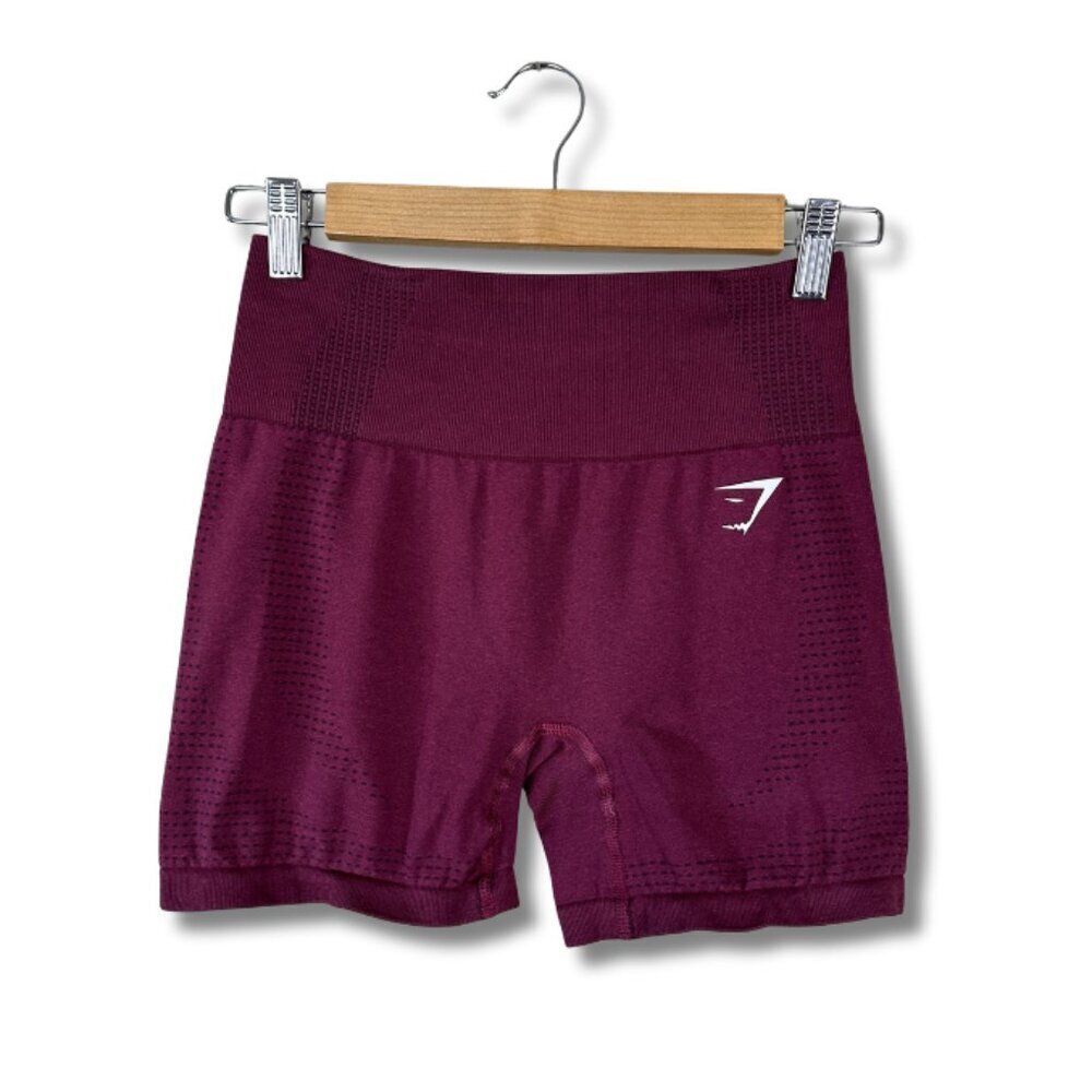 Gymshark Womens Vital Shorts Compression Cycling Athleisure Workout Plum Purple